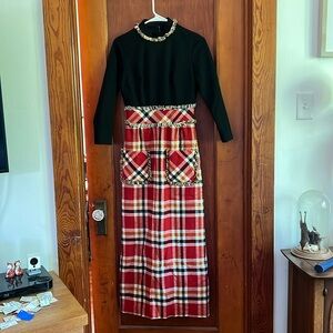 Shady Lane 60’s Vintage Polyester Fringed Wool Maxi Dress